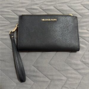 Michael Kors Black and Gold Wristlet